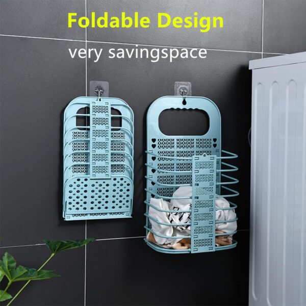 Collapsible Laundry Basket – Hanging Plastic Hamper with Handle for Dorm, Home & Small Spaces (White) - Image 5