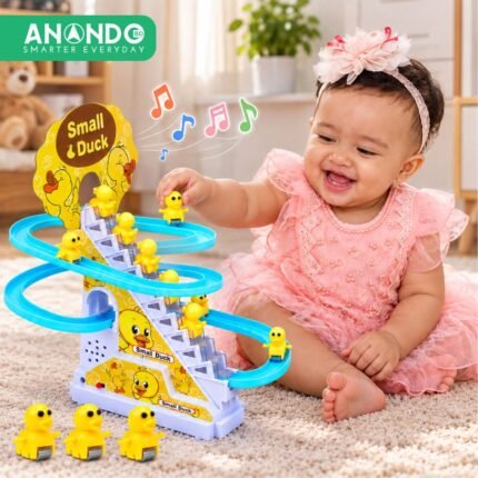 Automatic Duck Slide Toy with Lights and Music for Kids